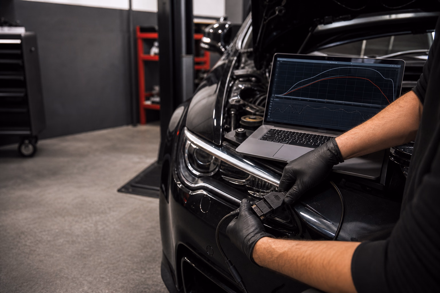 Contrôle des données moteur et de la connexion diagnostic en atelier