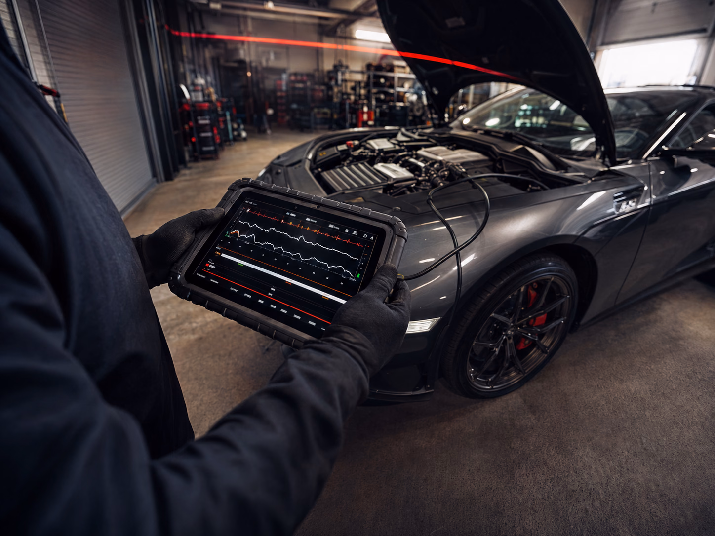 Diagnostic électronique réalisé sur un véhicule dans l’atelier SC PERF